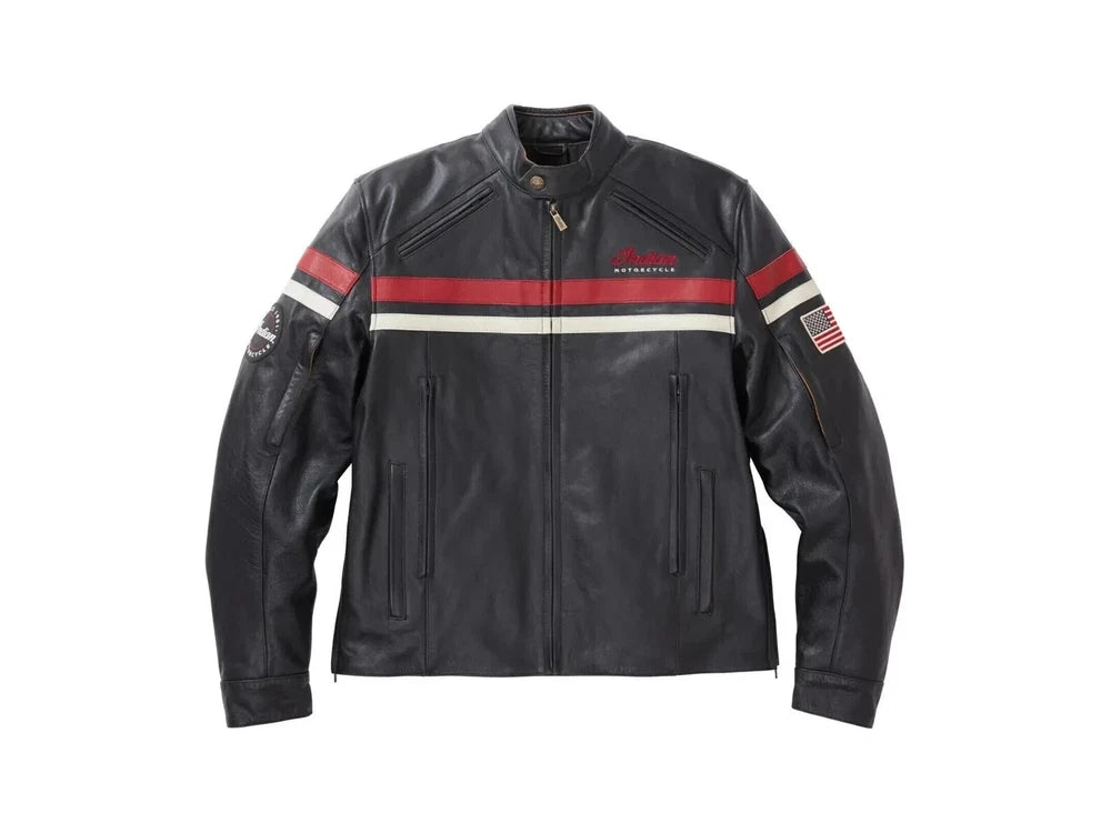 Handmade Genuine Indian Motorcycle Leather Jacket –Black & Red | Premium Cowhide