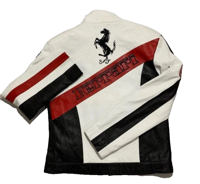 Men's Genuine Cowhide Real Leather Jacket  - Racing Theme Party Wear - UK