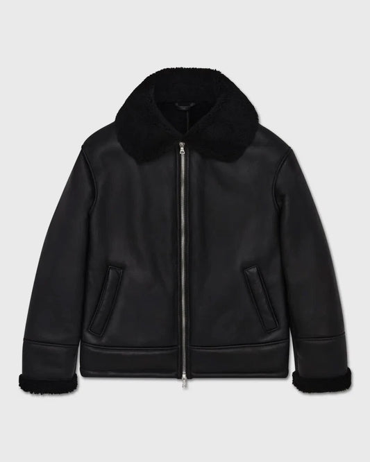 Mens Aviator Pilot B3 RAF Real Fur Shearling Casual Winter Bomber Jacket