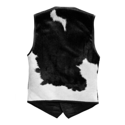 Men's Genuine Cowhide Leather Western Vest – Animal Print - Stylish & Durable