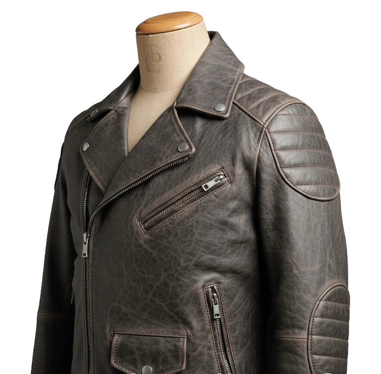 Trending Men's Distressed Brown Cowhide Leather Biker Jacket - Classic Style UK