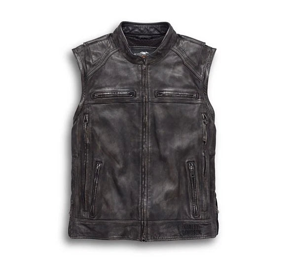 Men's Dauntless Convertible Biker Leather Jacket Vest Treva Cowhide Motorcycle
