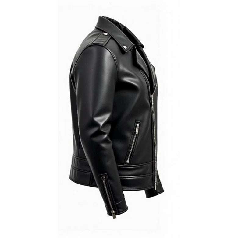 HANDMADE Men's BLACK LEATHER JACKET | GENUINE COWHIDE MOTORCYCLE JACKET