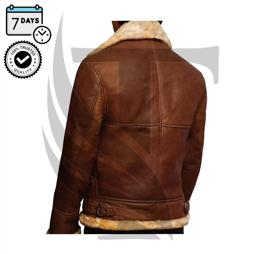 Men's Premium Brown Fur Leather Jacket - Limited  - Hot Selling - Perfect Gift