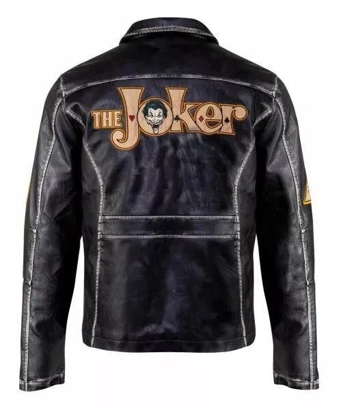New Suicide Squad Joker Motorcycle Biker Jacket - Distressed Black Real Cowhide