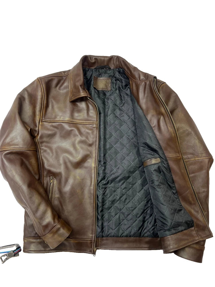 Men's Premium Brown Real Leather Jacket – Classic Style | Timeless Outerwear