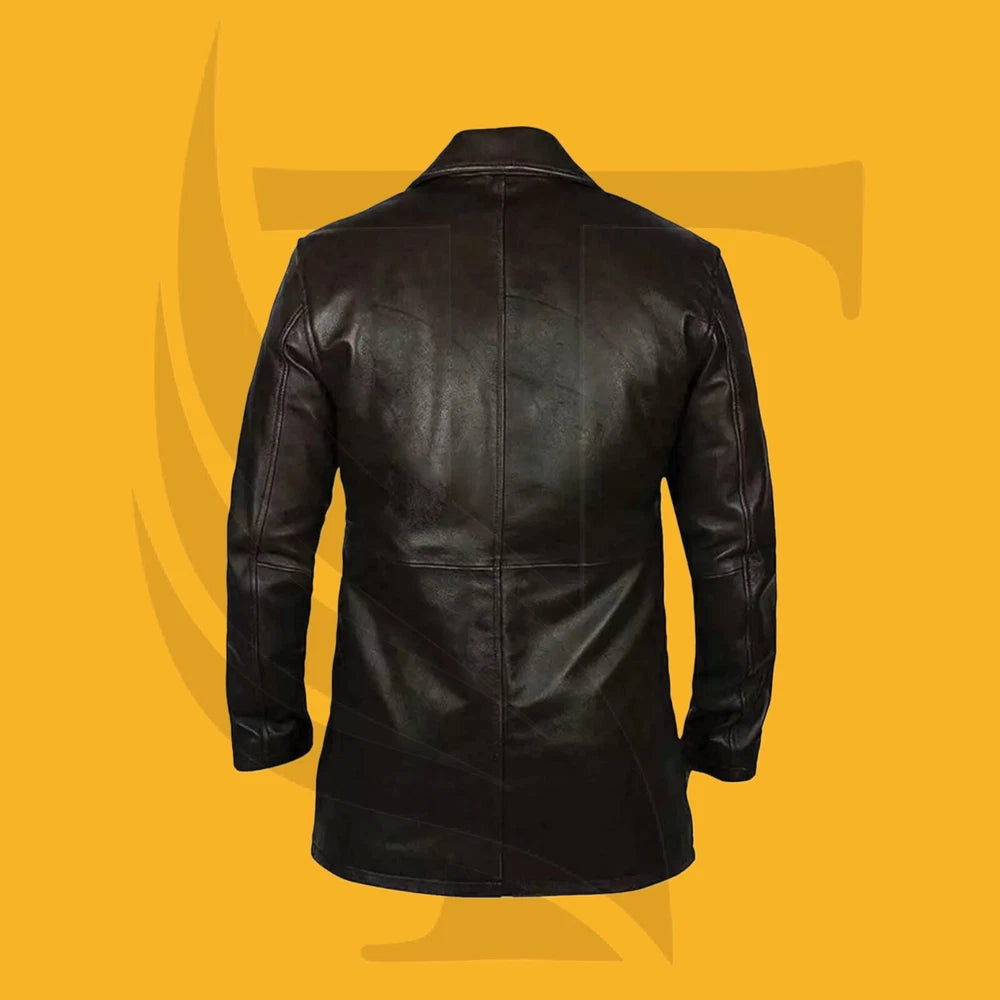 New Men's Western Distressed COWHIDE Long Real Leather Jacket Coat– Fashion Wear