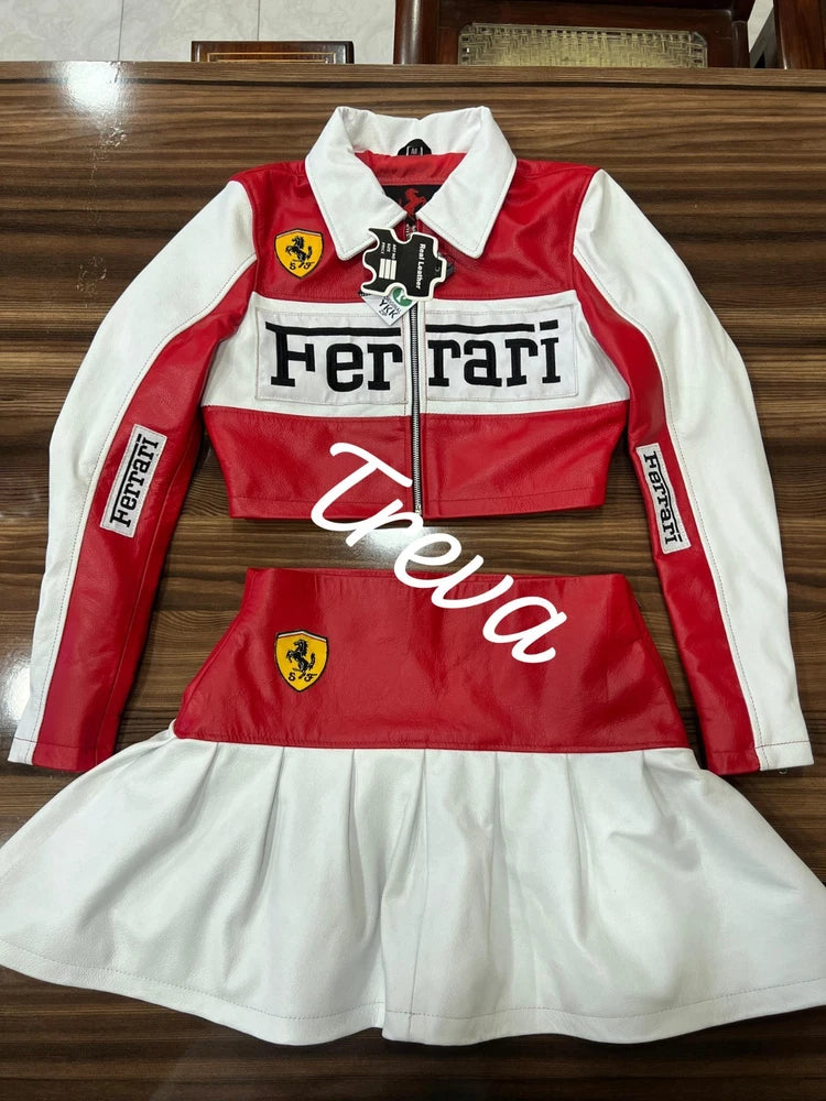 Handmade Women's Leather Skirt-Suit  - FASHION & MOTORSPORTS - PREMIUM QUALITY