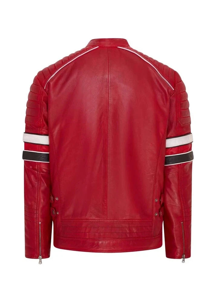Men's Red Biker Jacket Cowhide Leather | Premium Quality | Buy With Confidence