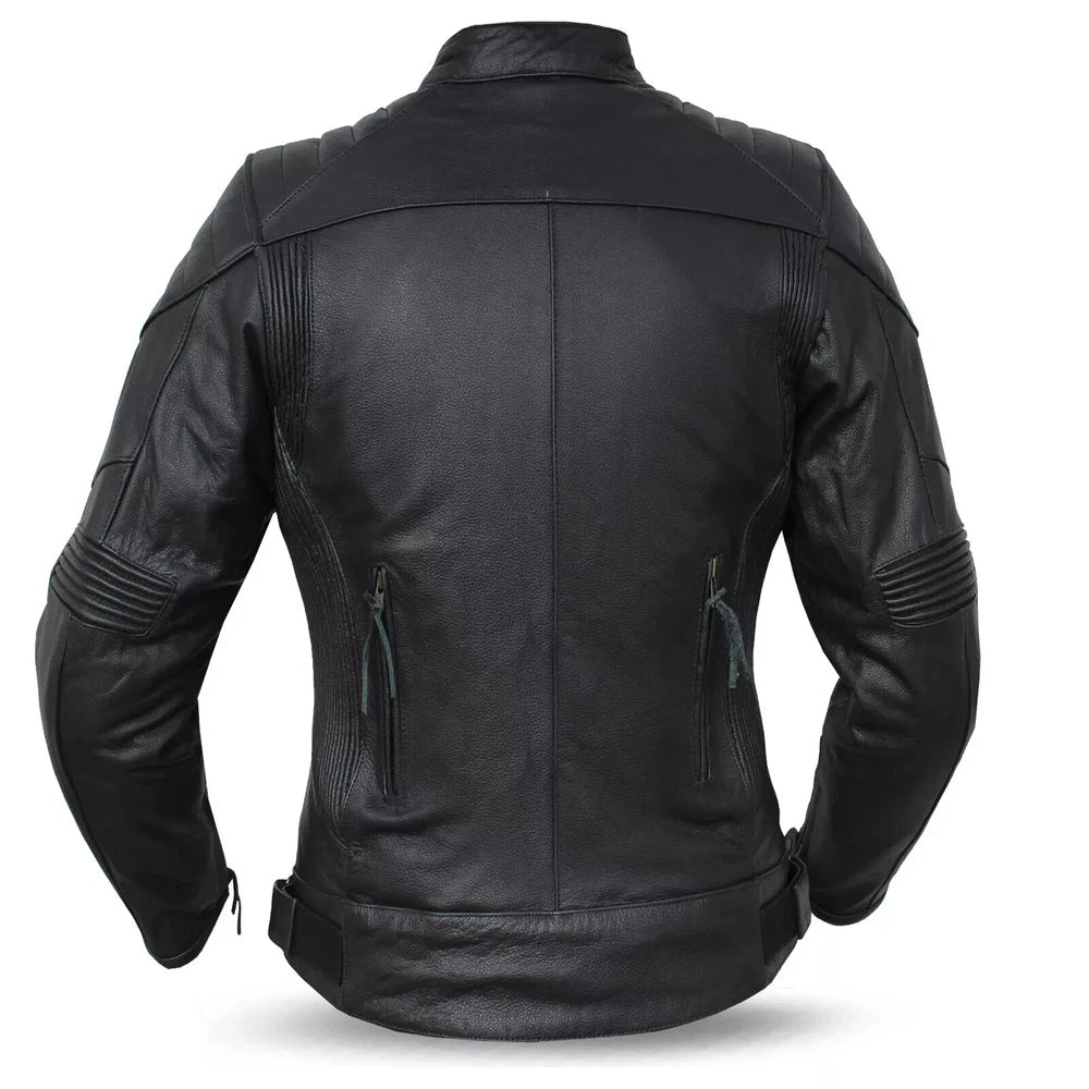 TREVA Ladies Leather Motorbike Protection Jacket - Women's Motorcycle Gear