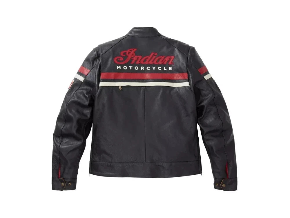 Handmade Genuine Indian Motorcycle Leather Jacket –Black & Red | Premium Cowhide