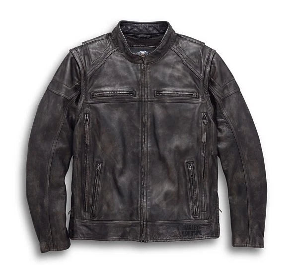 Men's Dauntless Convertible Biker Leather Jacket Vest Treva Cowhide Motorcycle