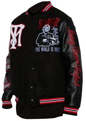 Scarface The World Is Yours Black Varsity Jacket  - Recreated