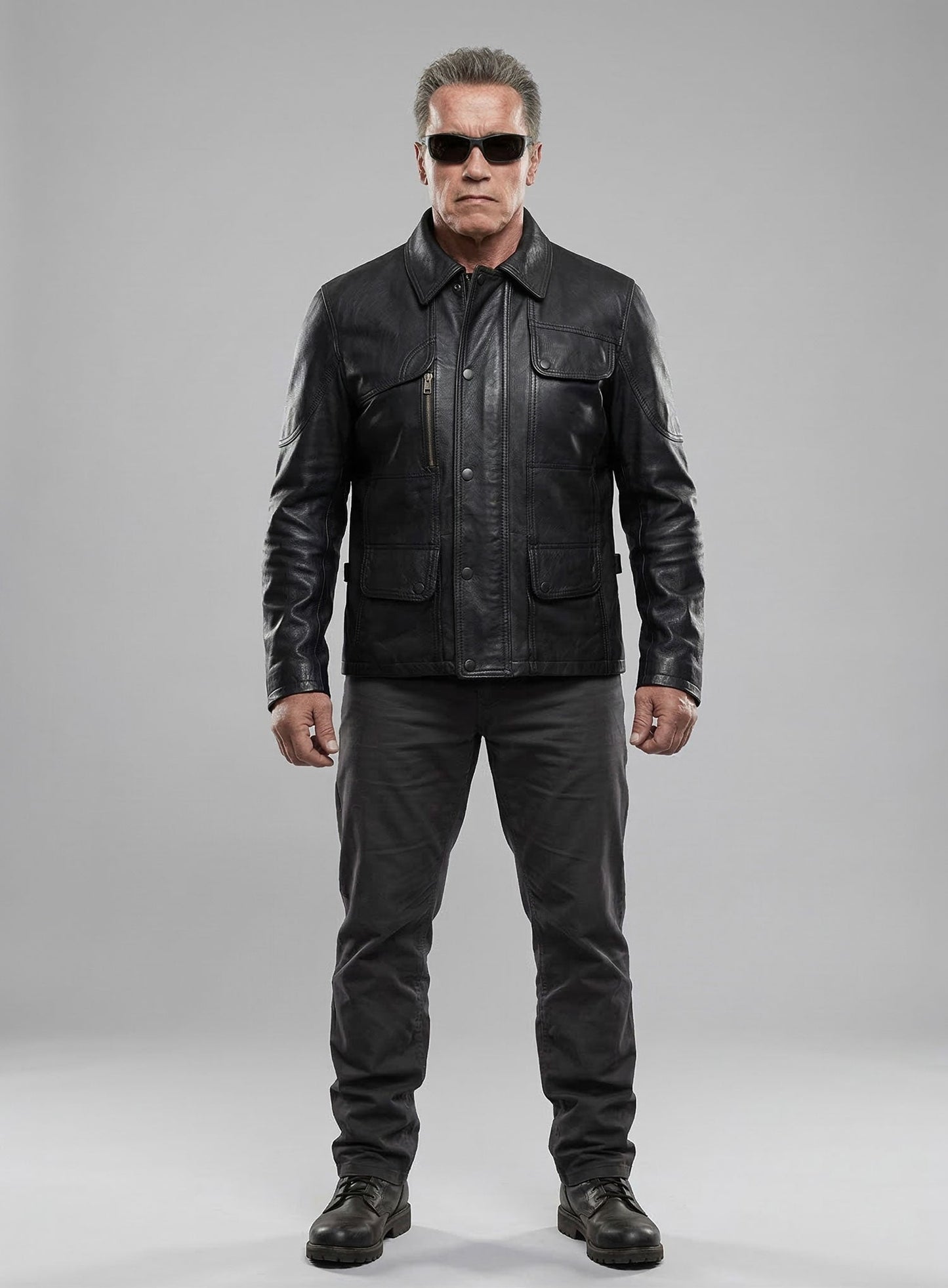 Terminator Genisys Arnold Schwarzenegger Leather Jacket