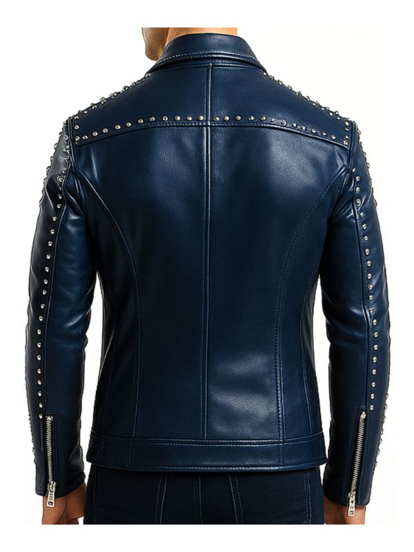 Theodore Blue Leather Jacket - Men Leather Jacket Blue