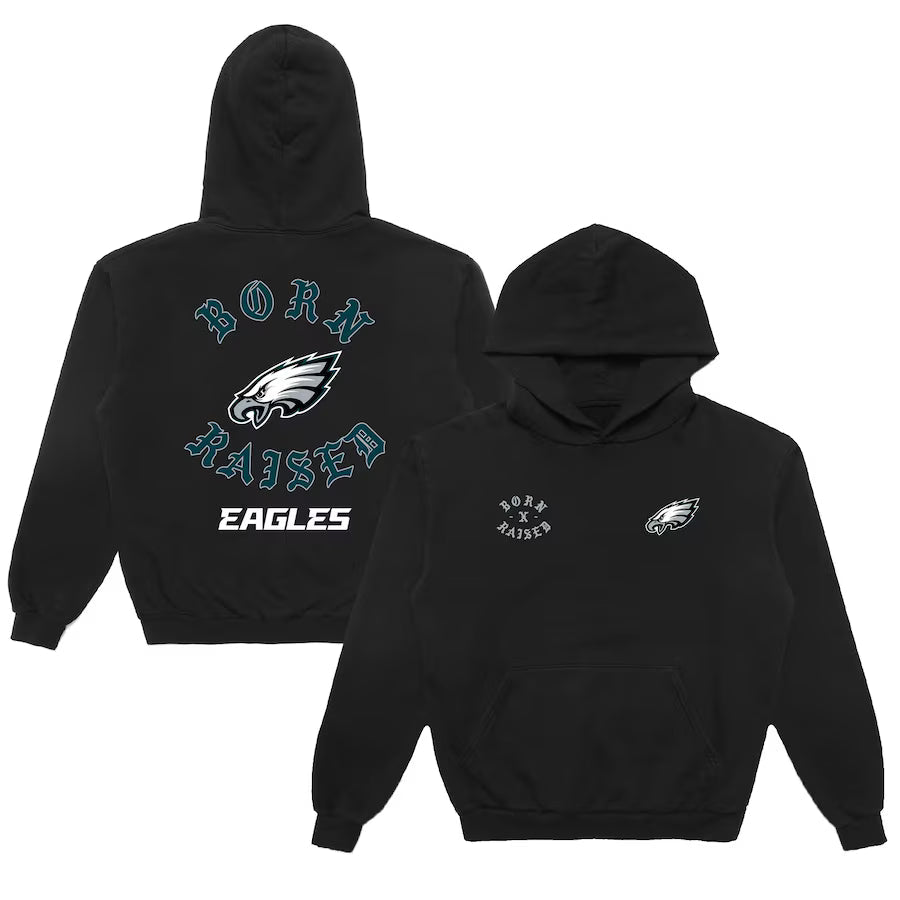 Born x Raised Black Philadelphia Eagles Chrome Rocker Hoodie