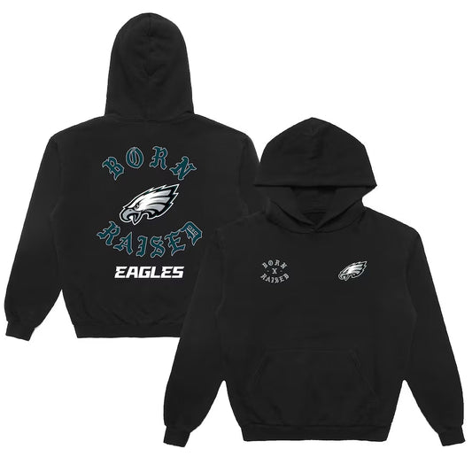Born x Raised Black Philadelphia Eagles Chrome Rocker Hoodie
