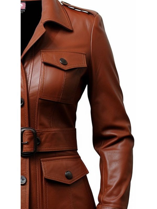 Women Brown Leather Coat