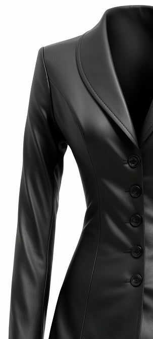 Women’s Black Leather Slim Fit Coat – Elegant &amp; Tailored