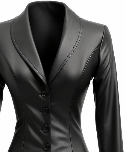 Women’s Black Leather Slim Fit Coat – Elegant &amp; Tailored