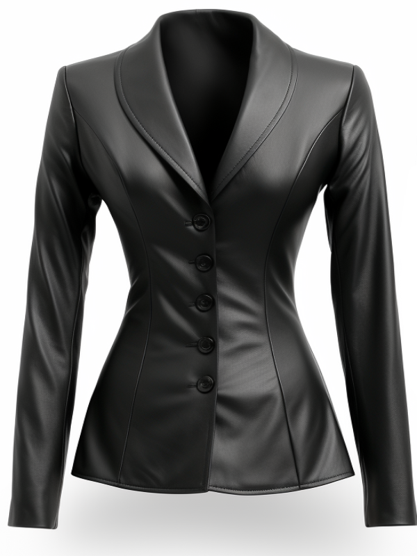 Women’s Black Leather Slim Fit Coat – Elegant &amp; Tailored