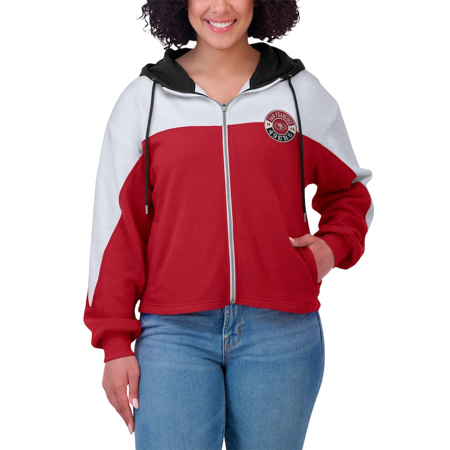 Erin Andrews San Francisco 49ers Color Block Full-Zip Hoodie